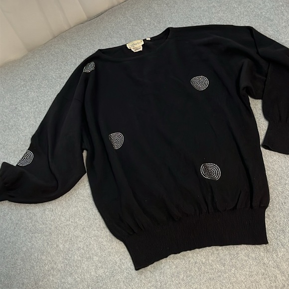 Vintage Gianni Versace Cashmere Sweater Womens Medium Rhinestones Old Money - Picture 12 of 15